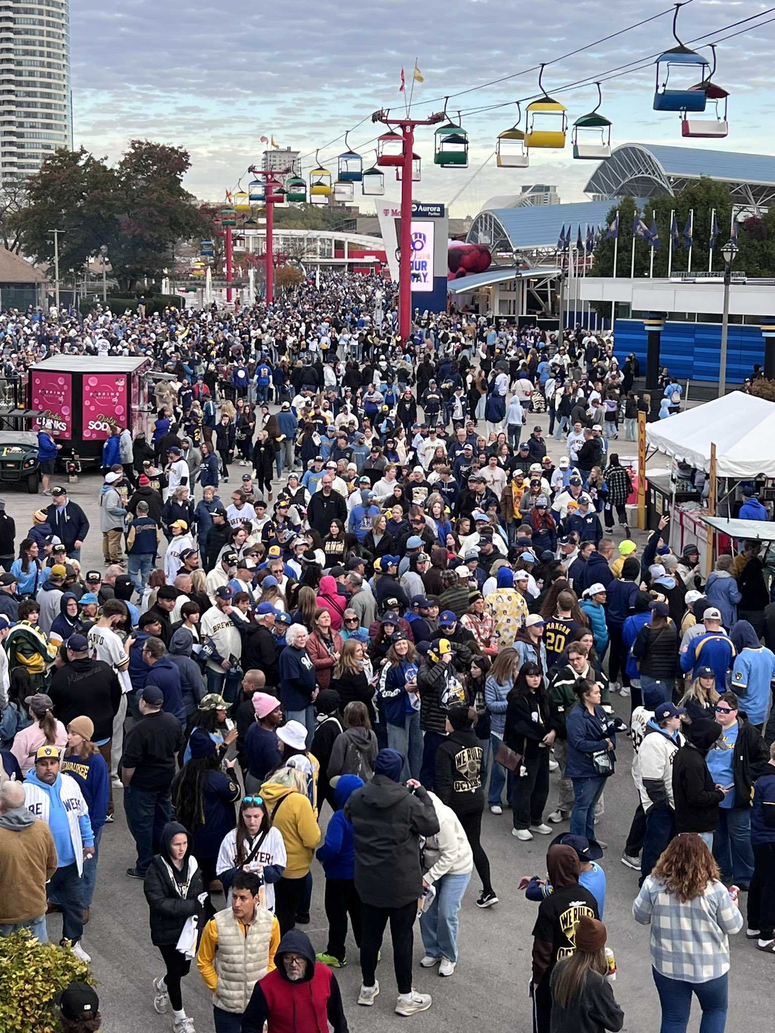Milwaukee Brewers fans celebrating the World Series victory